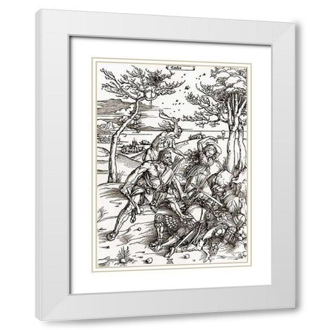 Hercules White Modern Wood Framed Art Print with Double Matting by Durer, Albrecht