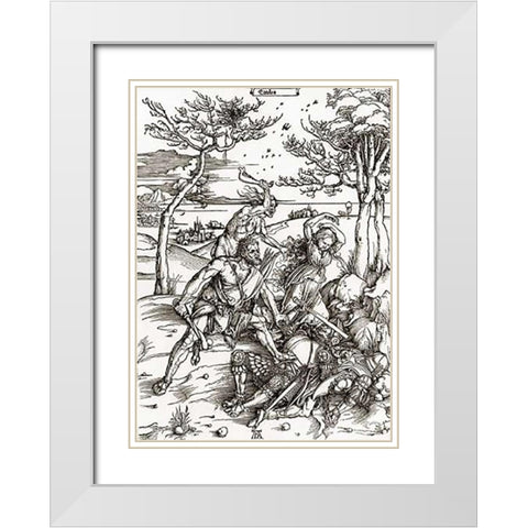 Hercules White Modern Wood Framed Art Print with Double Matting by Durer, Albrecht