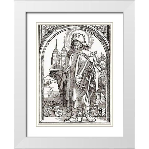 St Sebald White Modern Wood Framed Art Print with Double Matting by Durer, Albrecht