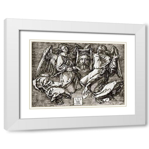 St Veronicas Kerchief Held By Two Angels White Modern Wood Framed Art Print with Double Matting by Durer, Albrecht