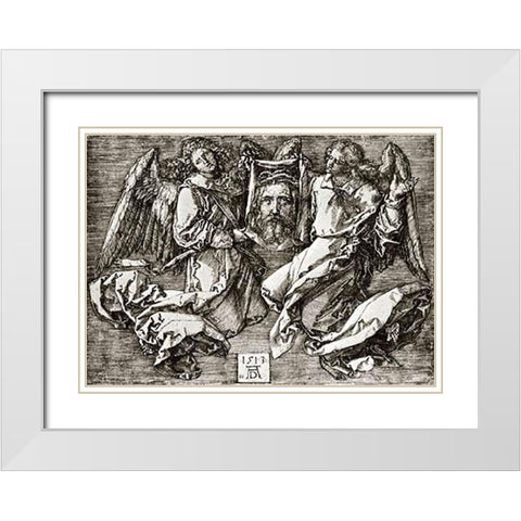 St Veronicas Kerchief Held By Two Angels White Modern Wood Framed Art Print with Double Matting by Durer, Albrecht