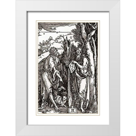 Sts John The Baptist And Onuphrius White Modern Wood Framed Art Print with Double Matting by Durer, Albrecht