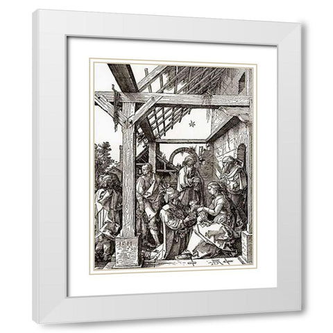 The Adoration Of The Magi White Modern Wood Framed Art Print with Double Matting by Durer, Albrecht