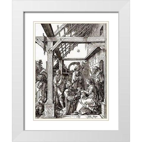 The Adoration Of The Magi White Modern Wood Framed Art Print with Double Matting by Durer, Albrecht