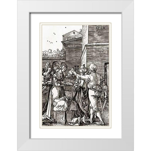 The Beheading Of St John White Modern Wood Framed Art Print with Double Matting by Durer, Albrecht