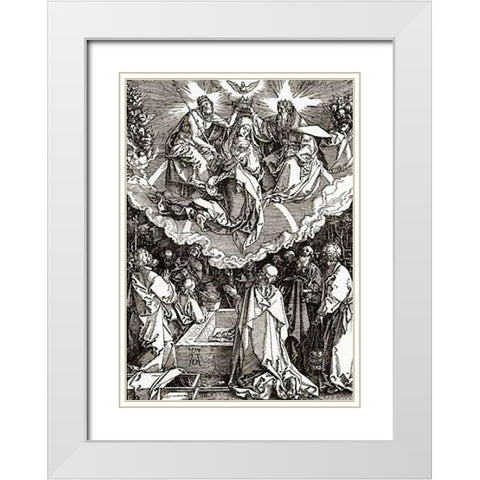 The Coronation Of The Virgin White Modern Wood Framed Art Print with Double Matting by Durer, Albrecht