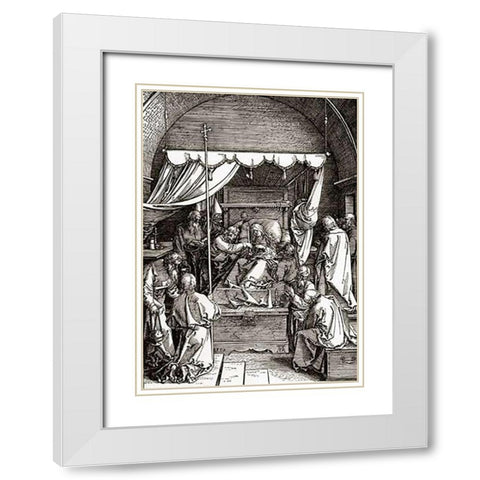 The Death Of The Virgin White Modern Wood Framed Art Print with Double Matting by Durer, Albrecht