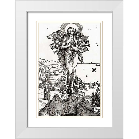 The Ecstasy Of St Mary Magdalene White Modern Wood Framed Art Print with Double Matting by Durer, Albrecht