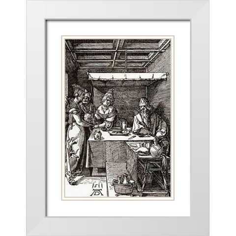 The Head Of St John The Baptist Brought To Herod White Modern Wood Framed Art Print with Double Matting by Durer, Albrecht