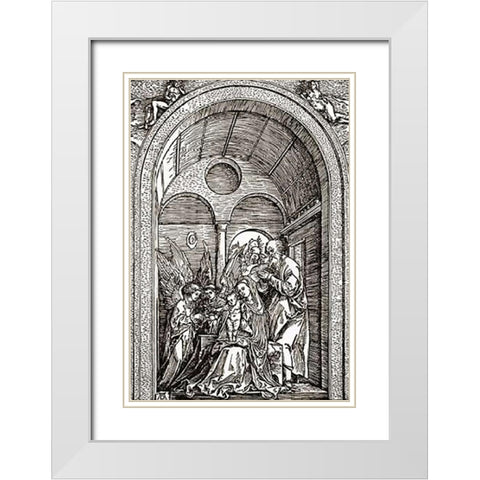 The Holy Family White Modern Wood Framed Art Print with Double Matting by Durer, Albrecht