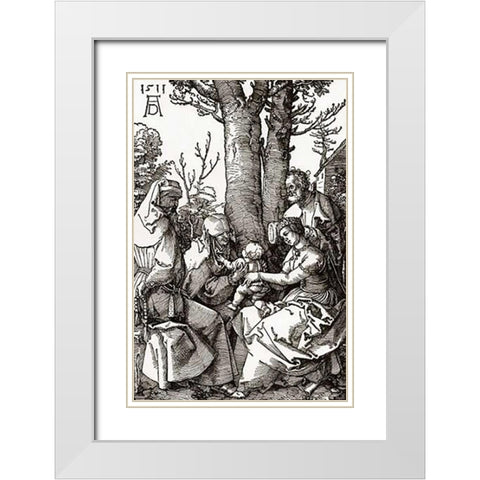 The Holy Family With Joachim And Anna White Modern Wood Framed Art Print with Double Matting by Durer, Albrecht