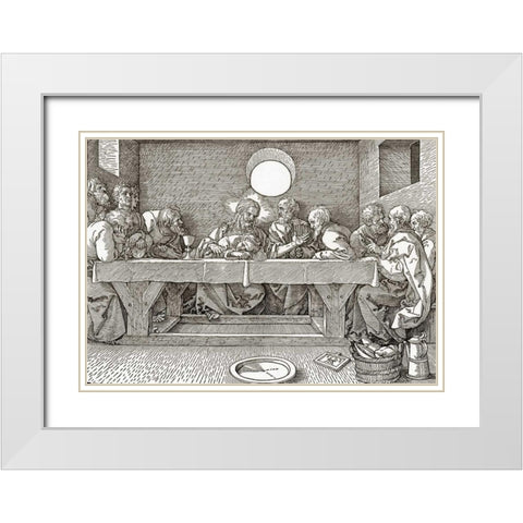The Last Supper White Modern Wood Framed Art Print with Double Matting by Durer, Albrecht