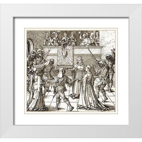 The Masquerade White Modern Wood Framed Art Print with Double Matting by Durer, Albrecht