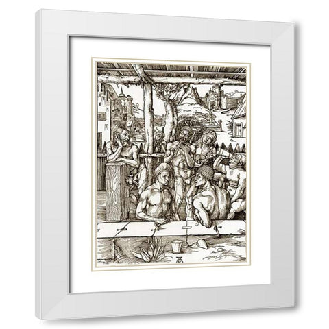 The Mens Bath White Modern Wood Framed Art Print with Double Matting by Durer, Albrecht