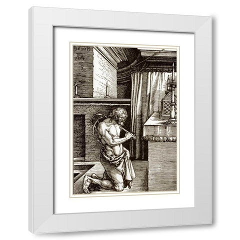 The Penitent White Modern Wood Framed Art Print with Double Matting by Durer, Albrecht