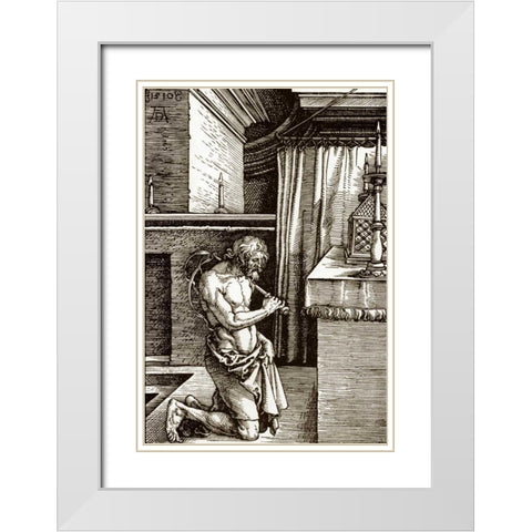 The Penitent White Modern Wood Framed Art Print with Double Matting by Durer, Albrecht