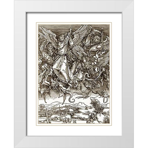 The Revelation Of St John 11 White Modern Wood Framed Art Print with Double Matting by Durer, Albrecht