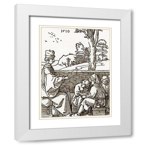 The Schoolmaster White Modern Wood Framed Art Print with Double Matting by Durer, Albrecht