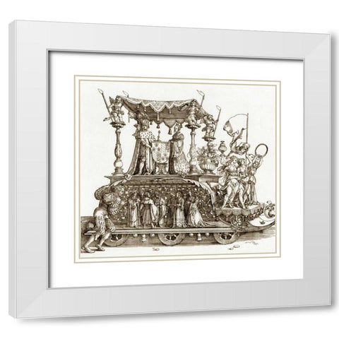 The Small Triumphal Car White Modern Wood Framed Art Print with Double Matting by Durer, Albrecht