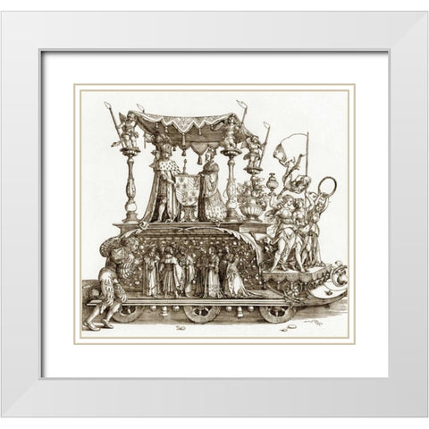 The Small Triumphal Car White Modern Wood Framed Art Print with Double Matting by Durer, Albrecht