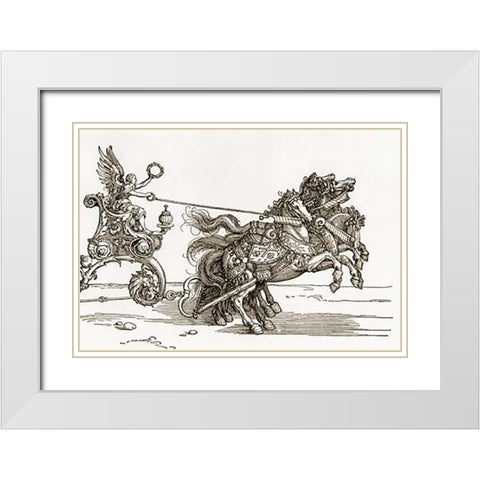 The Small Triumphal Car 2 White Modern Wood Framed Art Print with Double Matting by Durer, Albrecht