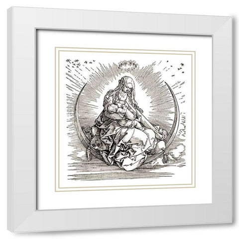 The Virgin In Glory White Modern Wood Framed Art Print with Double Matting by Durer, Albrecht
