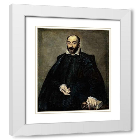 Portrait Of A Man White Modern Wood Framed Art Print with Double Matting by Greco, El