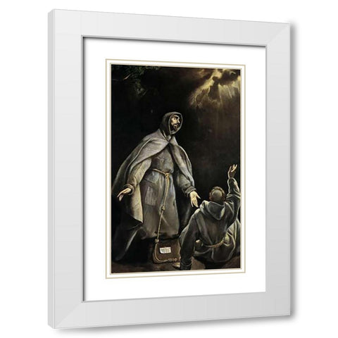 Saint Franciss Vision Of The Flaming Torch White Modern Wood Framed Art Print with Double Matting by Greco, El
