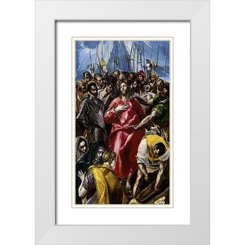 The Disrobing Of Museumist White Modern Wood Framed Art Print with Double Matting by Greco, El