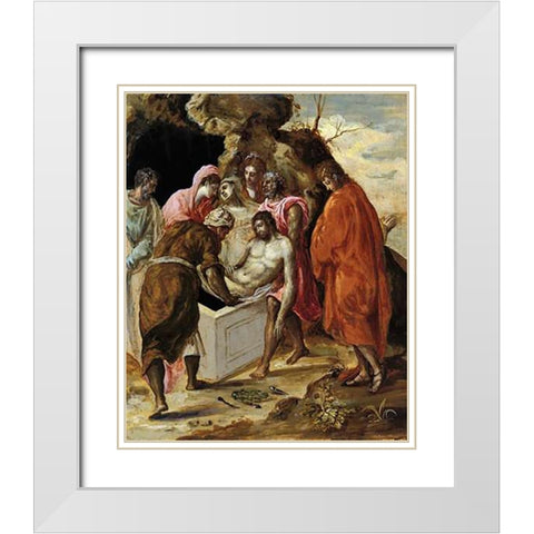 The Entombment Of Museumist White Modern Wood Framed Art Print with Double Matting by Greco, El