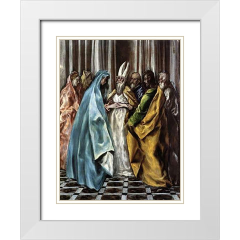 The Marriage Of The Virgin White Modern Wood Framed Art Print with Double Matting by Greco, El