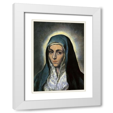 The Virgin Mary White Modern Wood Framed Art Print with Double Matting by Greco, El