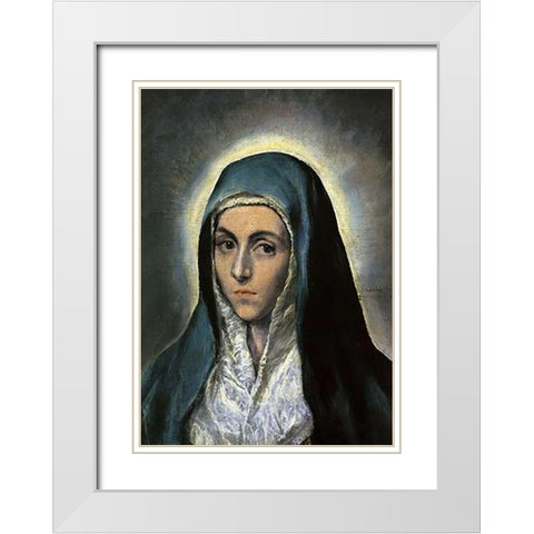 The Virgin Mary White Modern Wood Framed Art Print with Double Matting by Greco, El