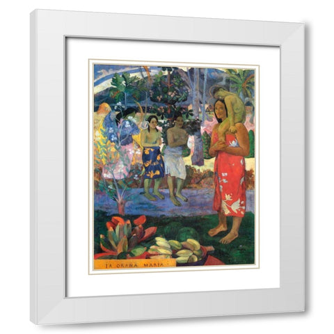 Hail Mary White Modern Wood Framed Art Print with Double Matting by Gauguin, Paul