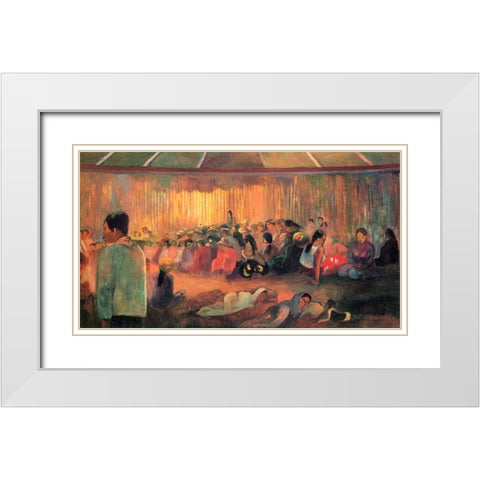 House Of Hymns White Modern Wood Framed Art Print with Double Matting by Gauguin, Paul