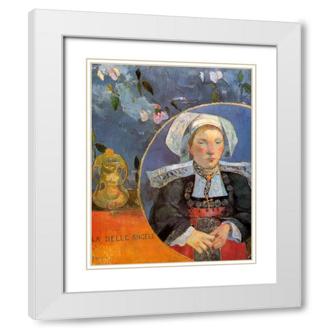 La Belle Angele White Modern Wood Framed Art Print with Double Matting by Gauguin, Paul
