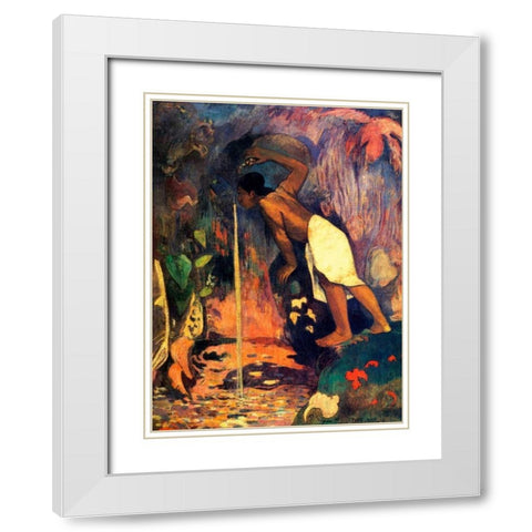 Mysterious Water White Modern Wood Framed Art Print with Double Matting by Gauguin, Paul