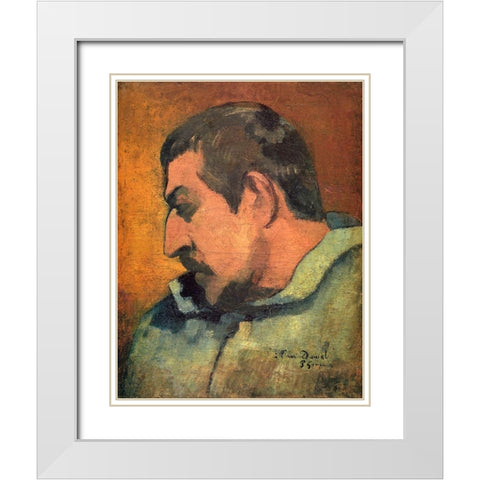 Portrait Of The Artist White Modern Wood Framed Art Print with Double Matting by Gauguin, Paul