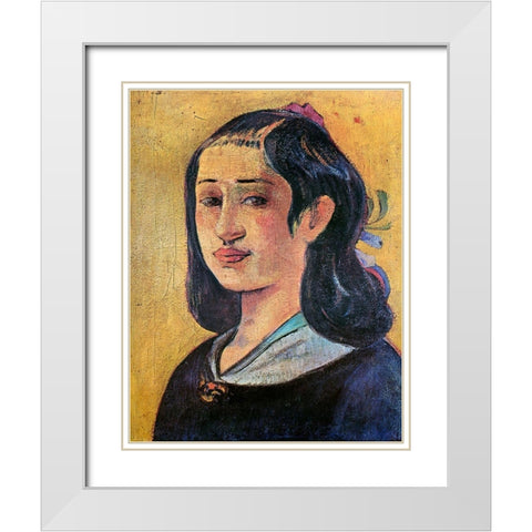 Portrait Of The Artists Mother White Modern Wood Framed Art Print with Double Matting by Gauguin, Paul