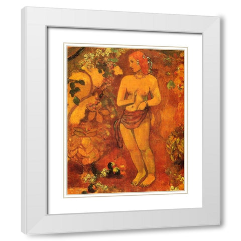 Tahitian Pastoral Detail 2 White Modern Wood Framed Art Print with Double Matting by Gauguin, Paul