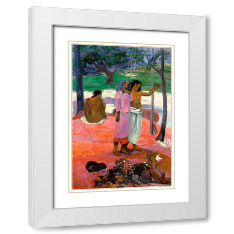The Call White Modern Wood Framed Art Print with Double Matting by Gauguin, Paul