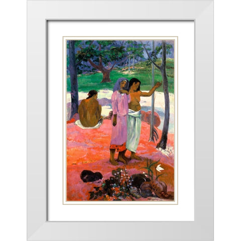 The Call White Modern Wood Framed Art Print with Double Matting by Gauguin, Paul