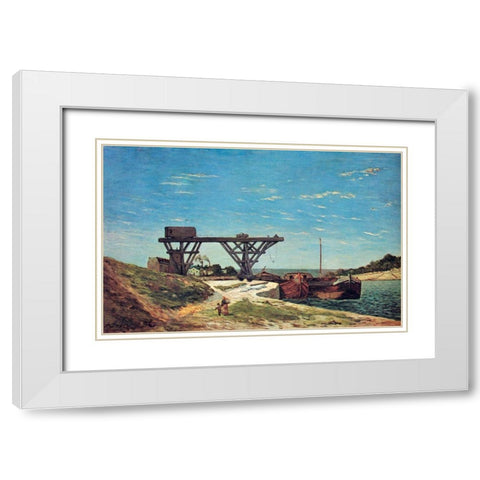 The Seine Between Pont DIena And Pont De Grenelle White Modern Wood Framed Art Print with Double Matting by Gauguin, Paul