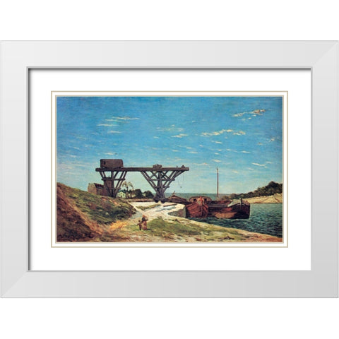 The Seine Between Pont DIena And Pont De Grenelle White Modern Wood Framed Art Print with Double Matting by Gauguin, Paul