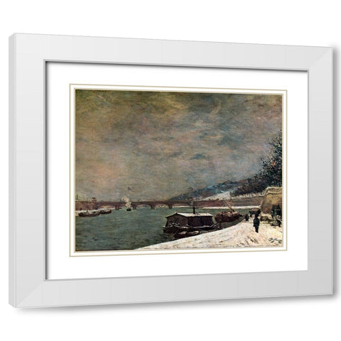 The Seine With The Pont DIena White Modern Wood Framed Art Print with Double Matting by Gauguin, Paul