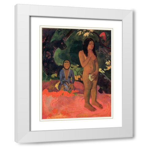 Words Of The Devil White Modern Wood Framed Art Print with Double Matting by Gauguin, Paul