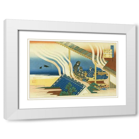 Bath House By A Lake White Modern Wood Framed Art Print with Double Matting by Hokusai
