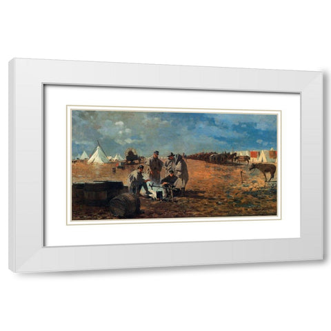 A Rainy Day In Camp White Modern Wood Framed Art Print with Double Matting by Homer, Winslow