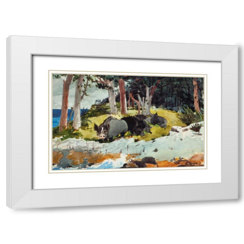 Bermuda Settlers White Modern Wood Framed Art Print with Double Matting by Homer, Winslow
