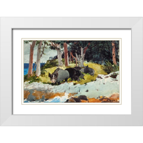 Bermuda Settlers White Modern Wood Framed Art Print with Double Matting by Homer, Winslow